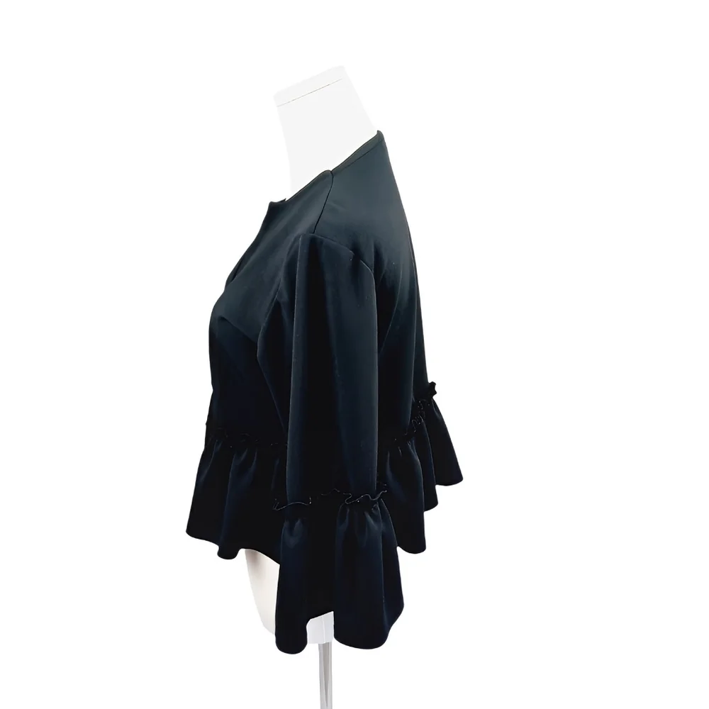 PrettyLittleThing Black Frill Cropped Jacket US 8 / UK 12 - Picture 2 of 5